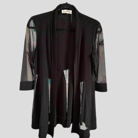 Joseph Ribkoff Black Mesh Cover Up - Picture 6 of 15